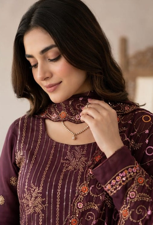 MEHER EMBROIDERED 3 PIECE SUIT