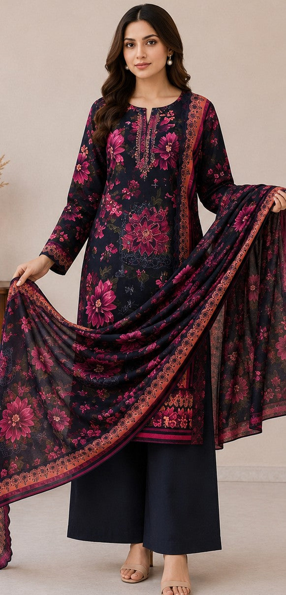 MOONLIT FLORA EMBROIDERED LAWN 3-PIECE SUIT