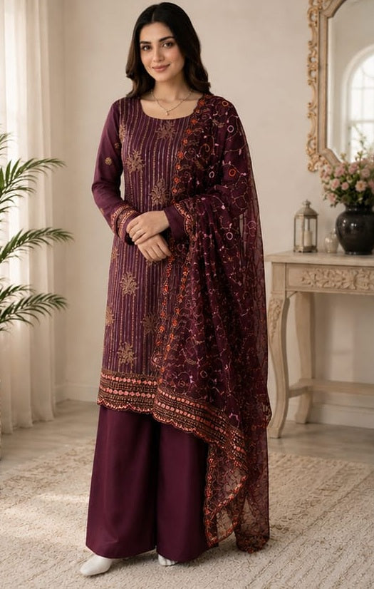 MEHER EMBROIDERED 3 PIECE SUIT