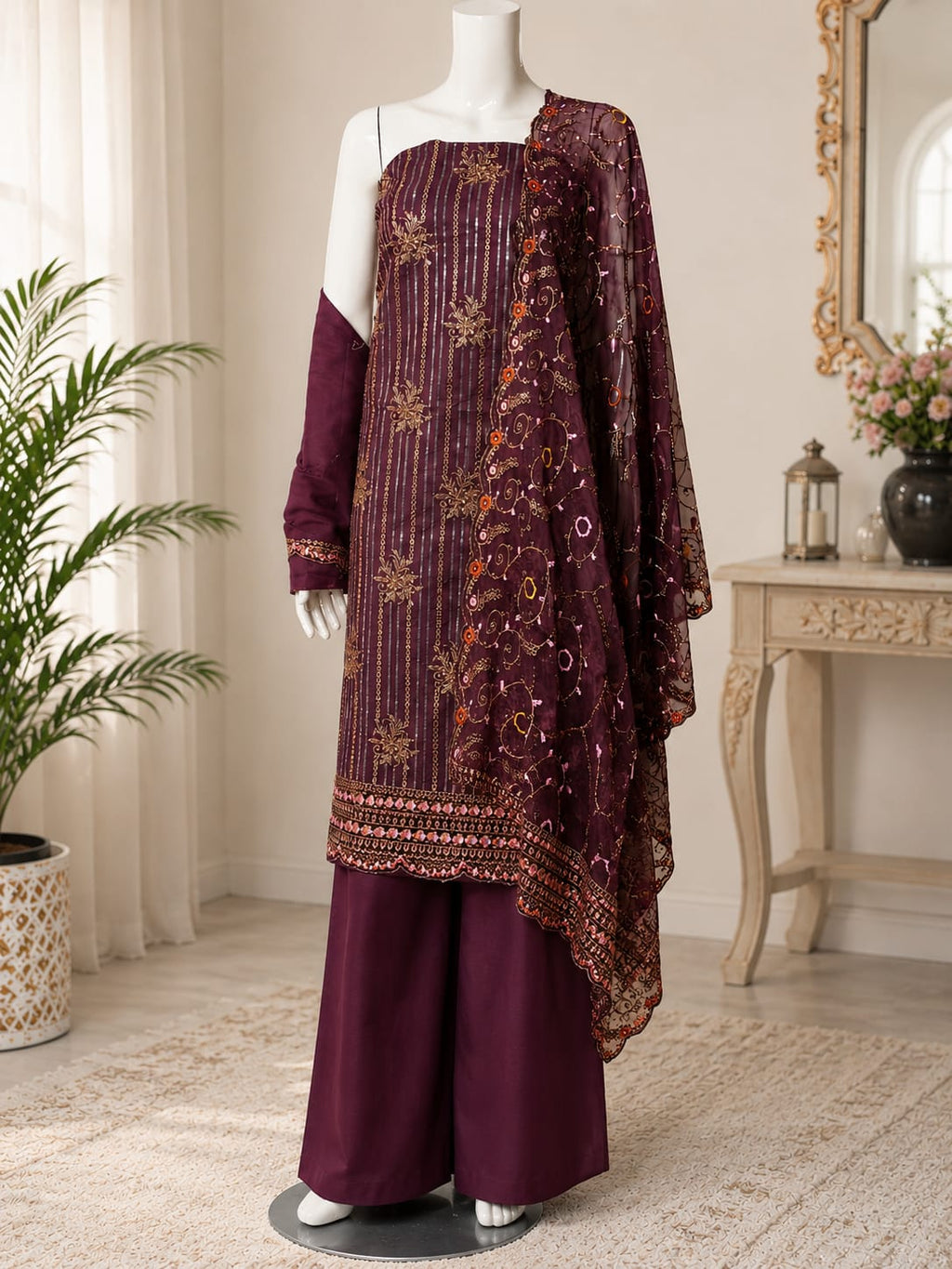 MEHER EMBROIDERED 3 PIECE SUIT