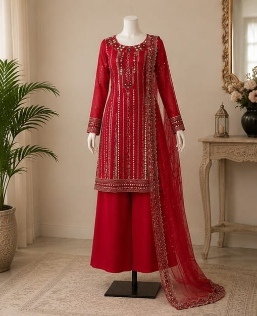 SCARLET MUSE EMBROIDERED 3-PIECE UN-STITCHED SUIT