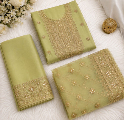 Lime Green Embroidered Gharara