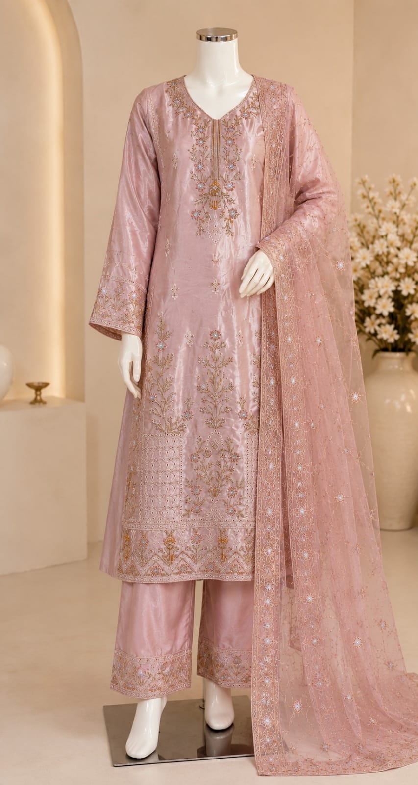 Blush Pink Organza 3pcs premium dress