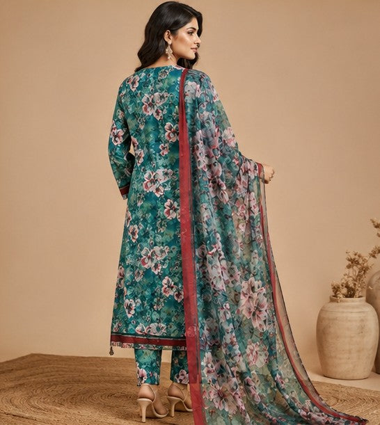 MINT PETALS PREMIUM PRINTED LAWN 3Pcs SUIT