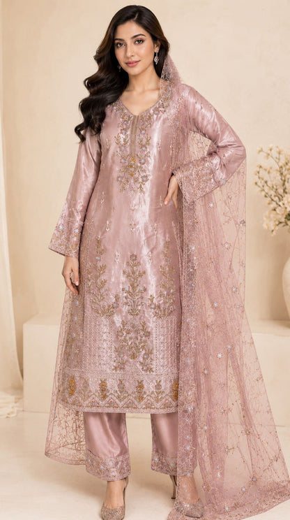 Blush Pink Organza 3pcs premium dress