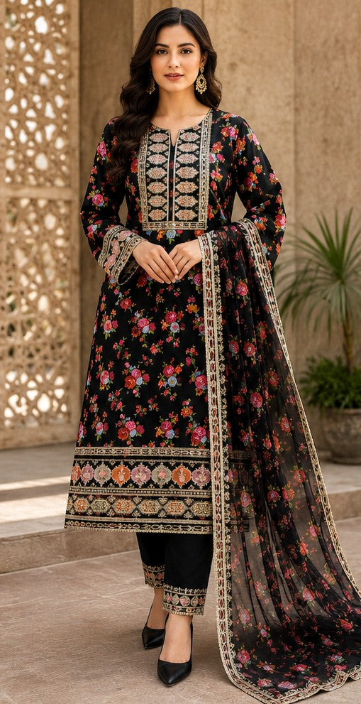 NOIR ROYALE EMBROIDERED PREMIUM LAWN SUIT 3PCS