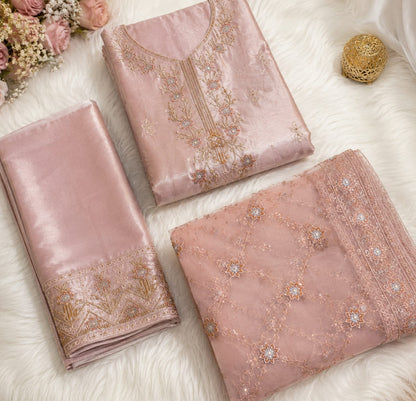 Blush Pink Organza 3pcs premium dress