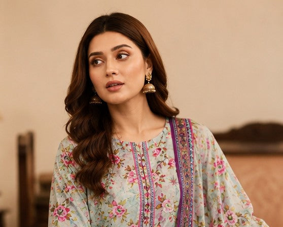 OLIVE GRACE PRINTED PREMIUM LAWN 3PCS SUIT