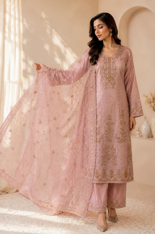 Blush Pink Organza 3pcs premium dress