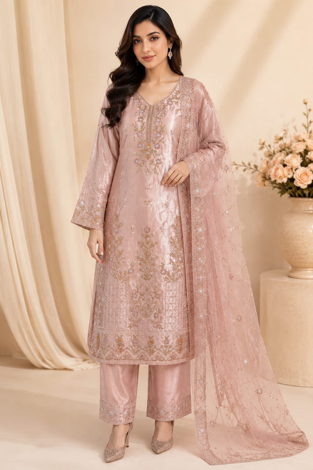 Blush Pink Organza 3pcs premium dress