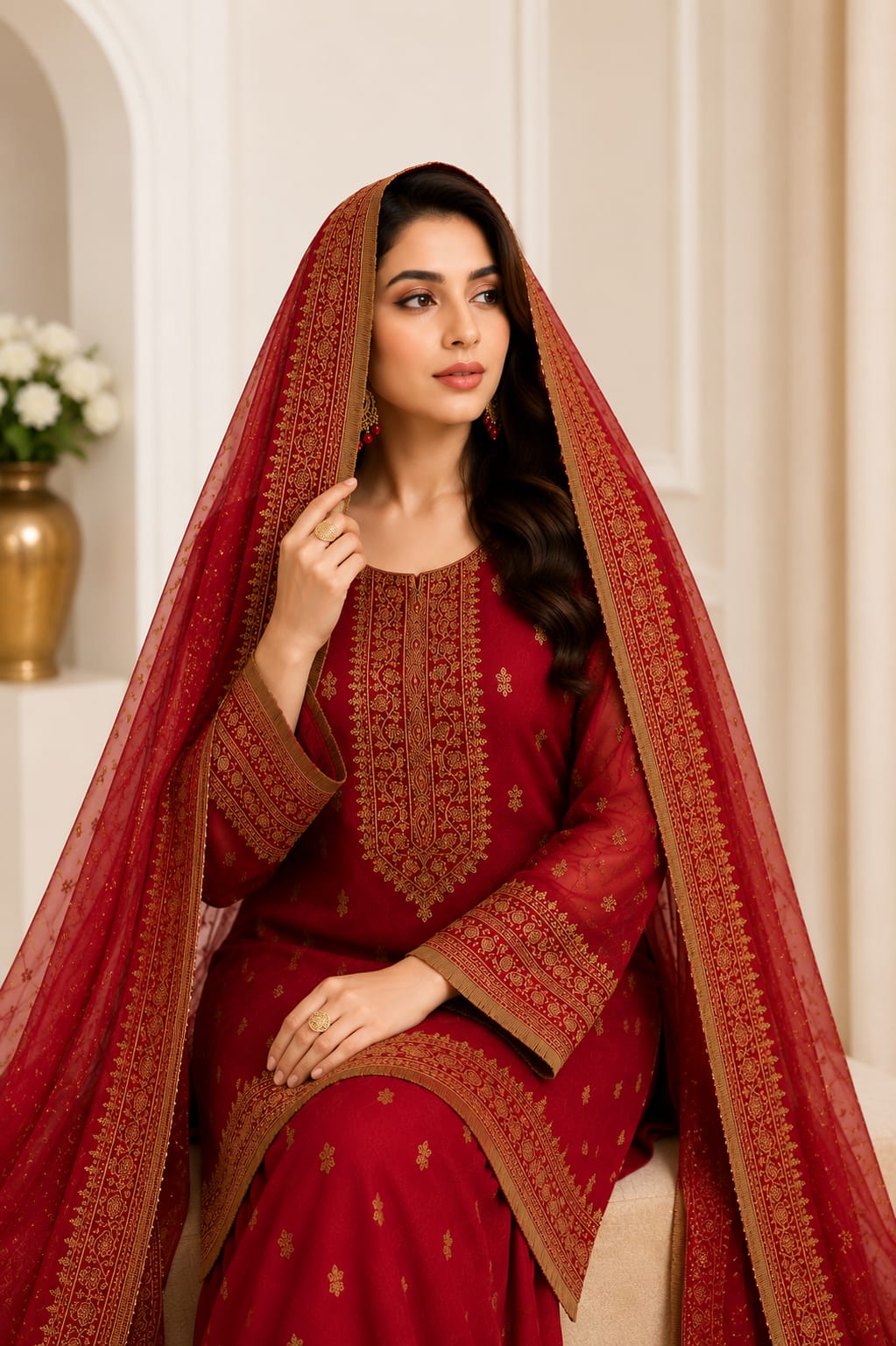 Gulnaar– 3 Piece Un-stitched Organza Suit