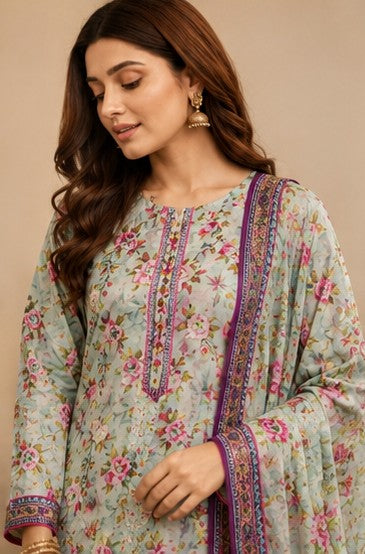 OLIVE GRACE PRINTED PREMIUM LAWN 3PCS SUIT