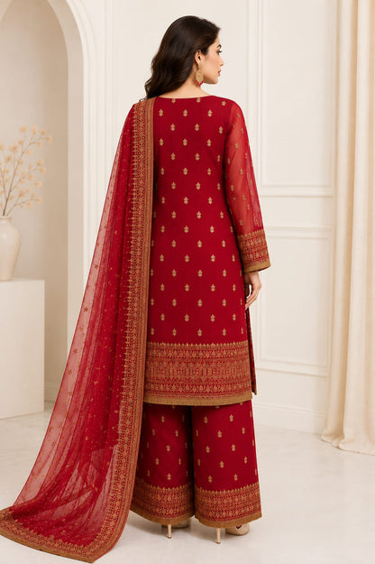Gulnaar– 3 Piece Un-stitched Organza Suit